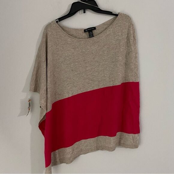 Inc International Concepts Beige Colorblocked Poncho Sweater S / M Wool Blend - Picture 2 of 5